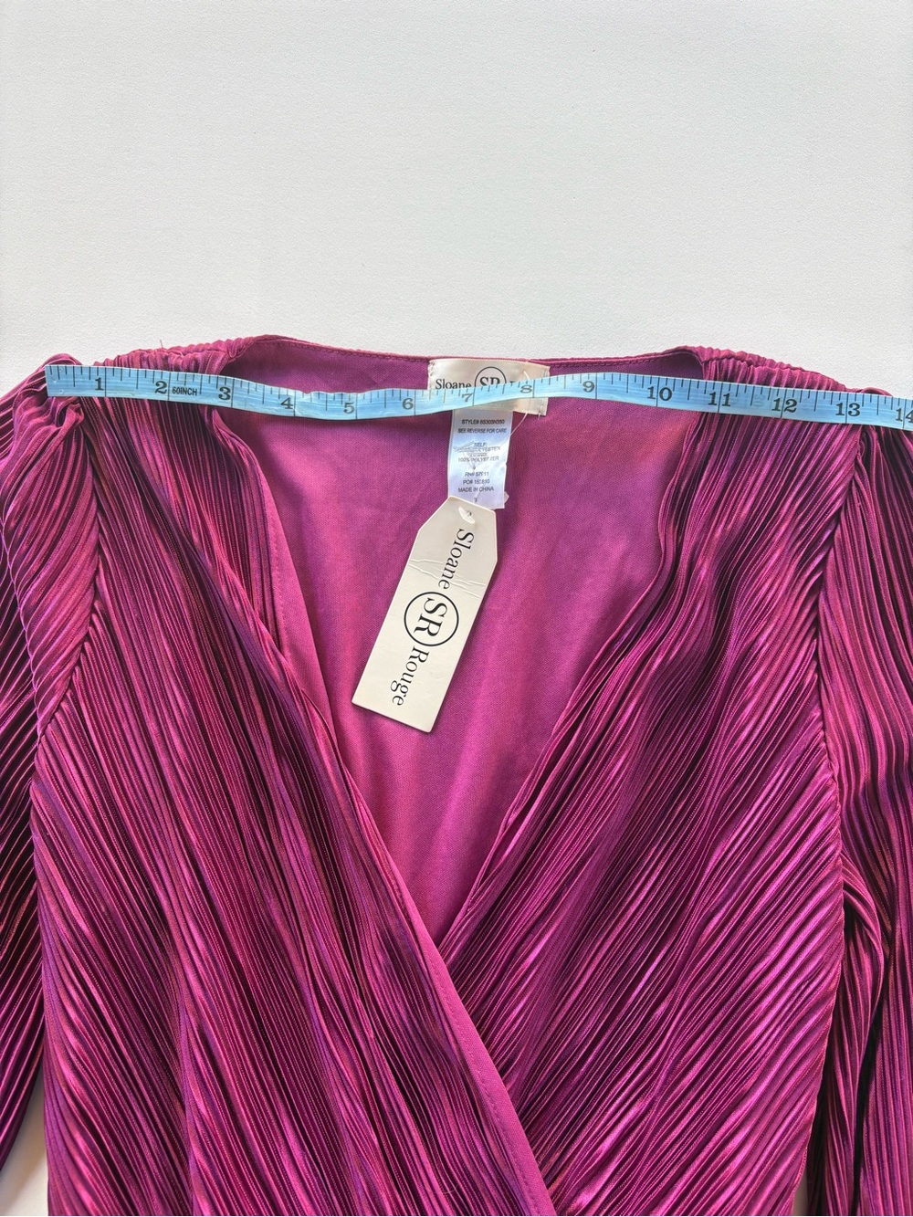 Sloane Rouge, Plissé Wrap Midi Dress in Berry Plum xl - Picture 6 of 10